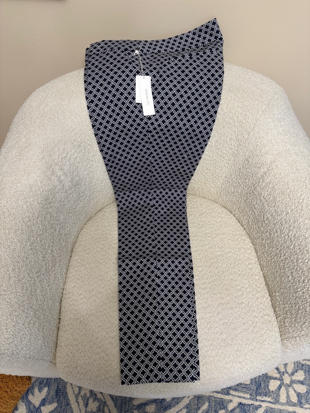 Dalia Navy and White Geometric Ponte Pencil Skirt